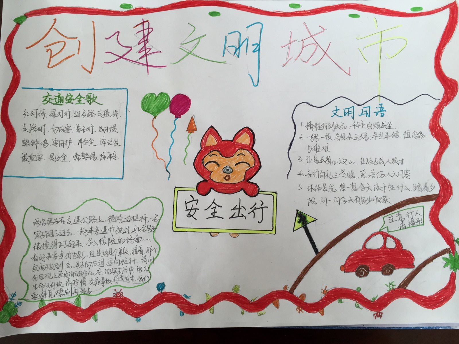 創建文明城市暨小學生手抄報比賽—高新崔家屯小學